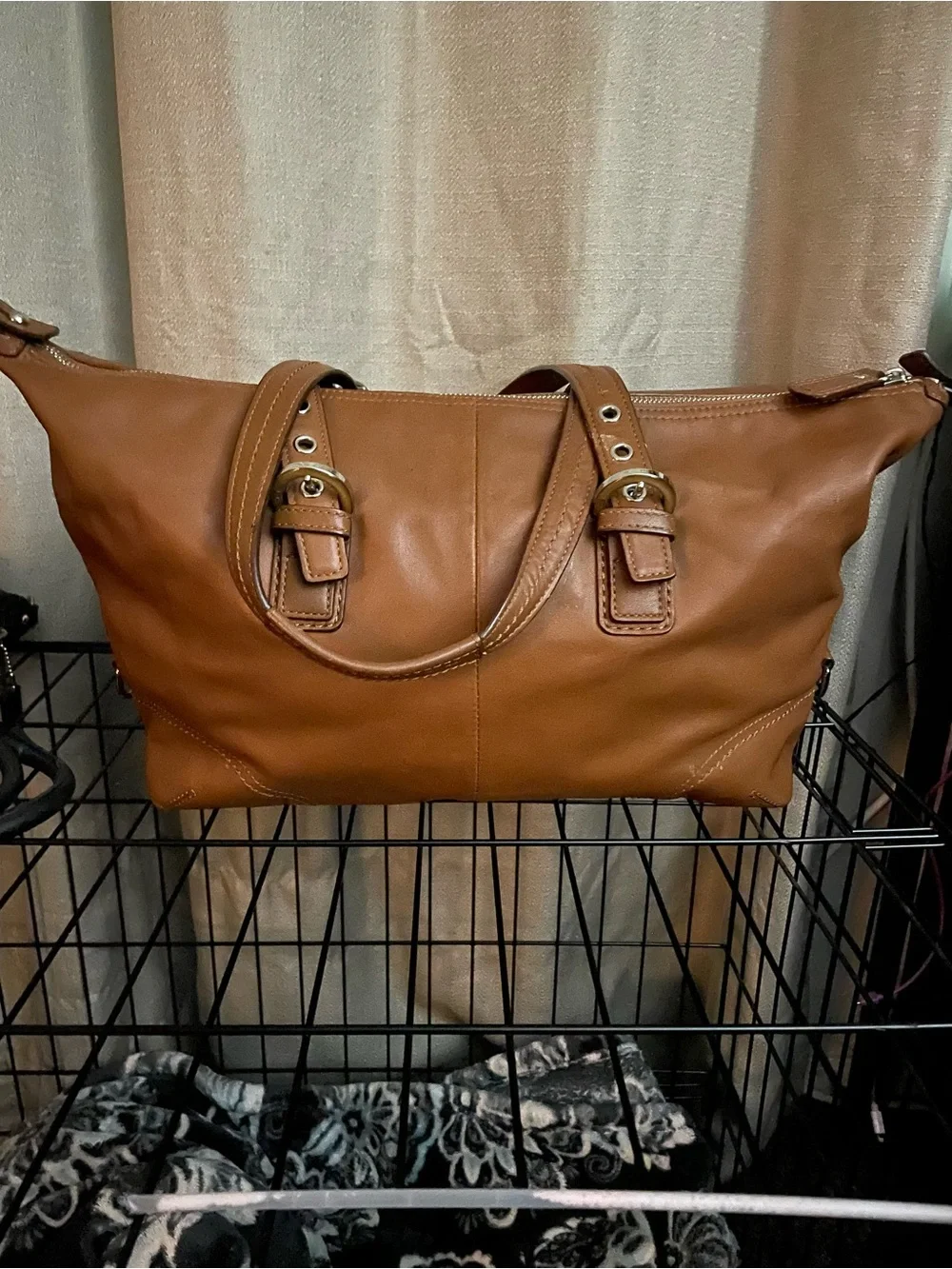 Coach Leather Tote in Cognac